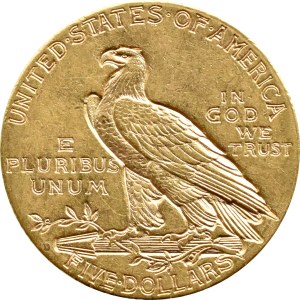 USA, Indianin, 5 dolarów 1909 D, Denver, PIĘKNE!