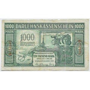 OST, Kowno, 1000 marek 1918 OST, seria A, numeracja sześciocyfrowa