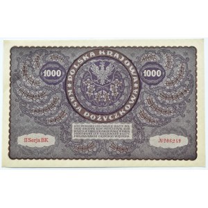 II RP, 1000 marek 1919, I seria BK - typ 7, PIĘKNE
