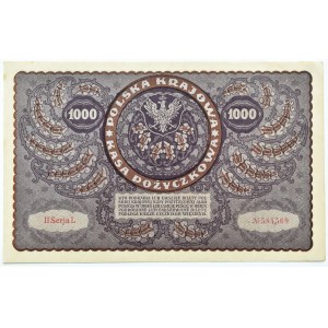 II RP, 1000 marek 1919, II seria L - typ 4, PIĘKNE