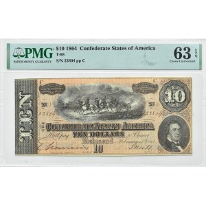 Skonfederowane Stany Ameryki, 10 dolarów 1864, PMG 63 EPQ