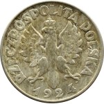 II RP, Kłosy, 2 złote 1924 - odwrotka, Filadelfia, PIĘKNE!