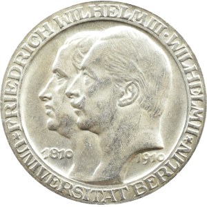 Niemcy, Prusy, Wilhelm II, 3 marki 1910 A, Berlin, 100-lecie Uniwersytetu w Berlinie