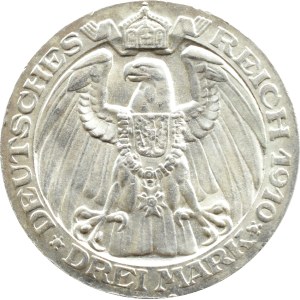 Niemcy, Prusy, Wilhelm II, 3 marki 1910 A, Berlin, 100-lecie Uniwersytetu w Berlinie