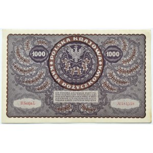 II RP, 1000 marek 1919, II seria L - typ 4, PIĘKNE