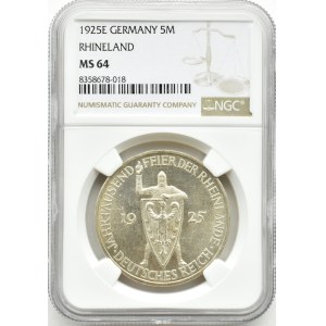 Republika Weimarska, Rheinlande 5 marek 1925 E, Muldenhütten, NGC MS64