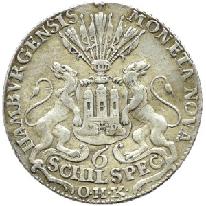 Niemcy, Hamburg, 6 szylingów 1762