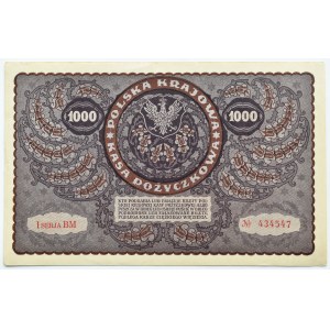 II RP, 1000 marek 1919, I seria BM - typ 7, PIĘKNE