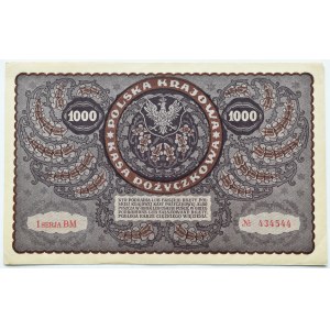 II RP, 1000 marek 1919, I serja BM - typ 7, PIĘKNE!