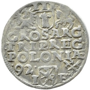Zygmunt III Waza, trojak 1592 IF, Poznań DATA Z LEWEJ
