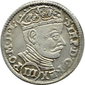 Stefan Batory, trojak 1581, Wilno, NOMINAŁ W KOLE POD POPIERSIEM