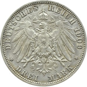 Niemcy, Prusy, Wilhelm II, 3 marki 1909 A, Berlin