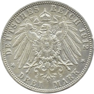 Niemcy, Prusy, Wilhelm II, 3 marki 1912 A, Berlin