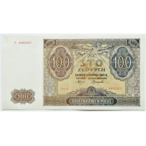 Generalna Gubernia, 100 złotych 1941, seria A, PIĘKNE