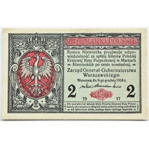 Generalne Gubernatorstwo, 2 marki 1916 Generał, seria B, PIĘKNE