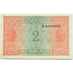 Generalne Gubernatorstwo, 2 marki 1916 Generał, seria B, PIĘKNE