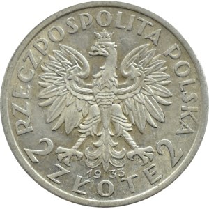 II RP, Głowa Kobiety, 2 złote 1933, Warszawa