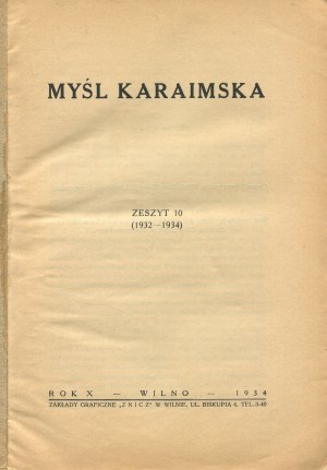 Karaite Thought. Notebook 10 [Vilna 1934] [Tatars, Lutsk, Trakai].