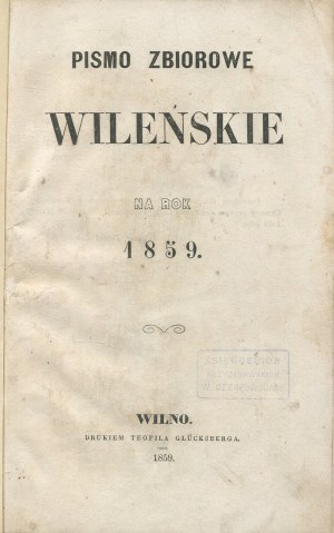 Vilnius Collected Writings for 1859 [Jundzil, Sapieha, Radziwill].