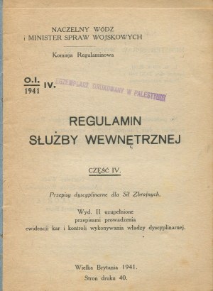 Regulations of the internal service. Part IV. Disciplinary regulations for the Armed Forces [London 1941].