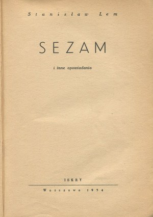 LEM Stanislaw - Sesame and Other Stories [first edition 1954] [cover by Jan Młodożeniec].