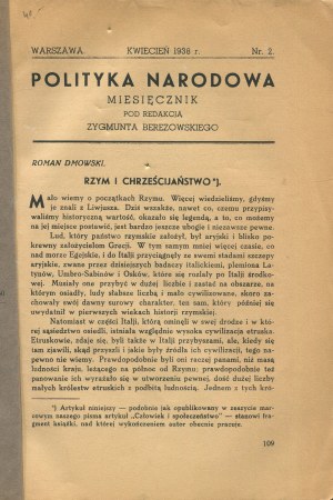 National Politics. Issue 2 of April 1938