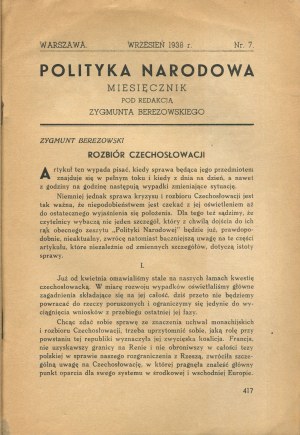 National Politics. Number 7 of September 1938