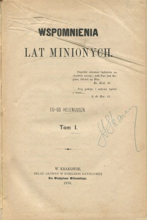 IWANOWSKI Eustachy - Memories of years gone by [1876].