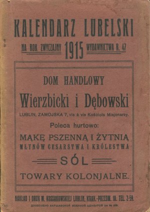 Lublin calendar for the ordinary year 1915 [Lublin real estate tariff].