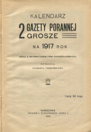 Calendar of the Morning Newspaper 2 Pennies for 1917 (with a guide to Christian businesses) [1916].