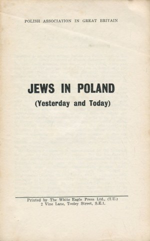 Jews in Poland (Yesterday and Today) [London 1968].