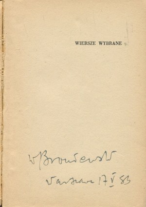 BRONIEWSKI Władysław - Poems Selected [1951] [cover by Ignacy Witz] [AUTOGRAPH].