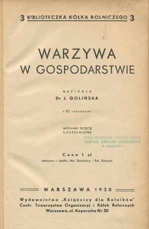 GOLIÑSKA Jadwiga - Vegetables on the farm [1938].