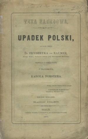 RAUMER Friedrich von - The Fall of Poland [Berlin 1871].
