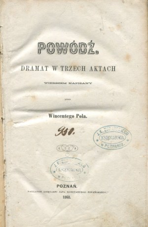 POL Wincenty - Flood. Drama in three acts written in verse [first edition 1868].
