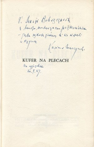 WIERZYŃSKI Kazimierz - Kufer na pleach [first edition Paris 1964] [AUTOGRAPH AND DEDICATION].