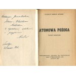 BOHUSZ-SZYSZKO Zygmunt - Atomowa pożoga. Powieść fantastyczna [wydanie pierwsze Londyn 1956] [AUTOGRAF I DEDYKACJA DLA IRENY I WŁADYSŁAWA ANDERSÓW]