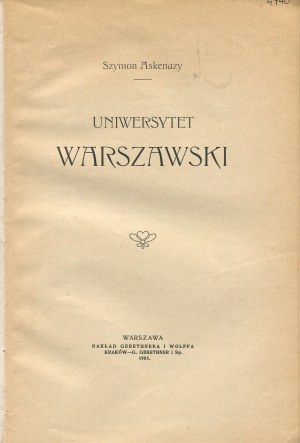 ASKENAZY Szymon - Warsaw University [1905].