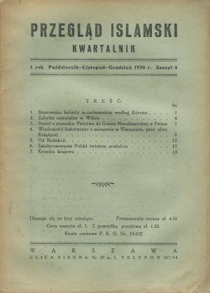 Islamic Review. Quarterly. Issue 4 of October/November/December 1930.