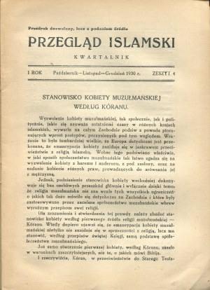 Islamic Review. Quarterly. Issue 4 of October/November/December 1930.
