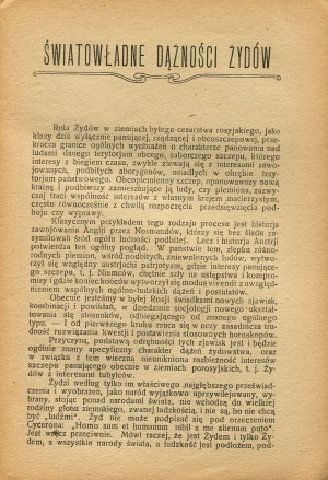 CHMIELOWSKI Jordan - Worldly aspirations of the Jews. A political sketch [1921].