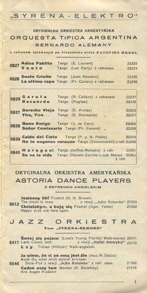 Siren-Elektro. Catalog of gramophone records. November-December 1931