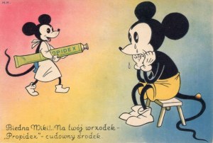 Propidex [set of 2 advertising postcards]. Poor Miki! For your ulcer - 