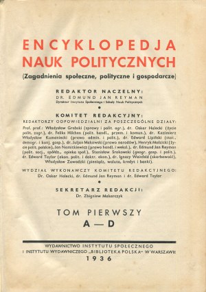 REYMAN Edmund Jan [ed.] - Encyclopedia of Political Science. Social, political and economic issues [1936-1939].