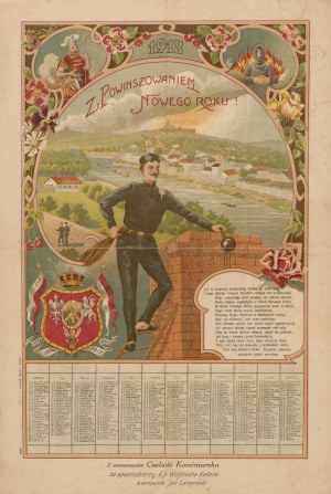 Wall calendar with chimney sweep for the year 1918. with respect Czeladź Kominiarska, from the heir of the late Wojciech Keller manager Jan Langenfeld