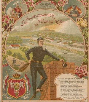 Wall calendar with chimney sweep for the year 1918. with respect Czeladź Kominiarska, from the heir of the late Wojciech Keller manager Jan Langenfeld