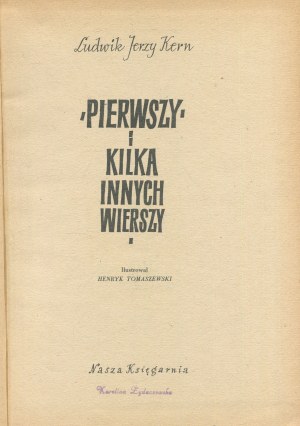 KERN Ludwik Jerzy - The First and Some Other Poems [first edition 1956] [ill. Henryk Tomaszewski].