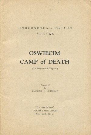 ZAREMBINA Natalia - Auschwitz. Camp of Death. (Underground Report) [New York 1944] [cover by Teresa Żarnowerówna].