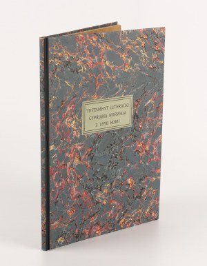 NORWID Cyprian Kamil - Literary Testament (...) of 1858. Edited and explained by Dr. Tadeusz Przypkowski [1935].