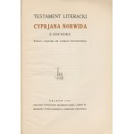 NORWID Cyprian Kamil - Testament literacki (...) z 1858 roku. Wydał i objaśnił dr Tadeusz Przypkowski [1935]